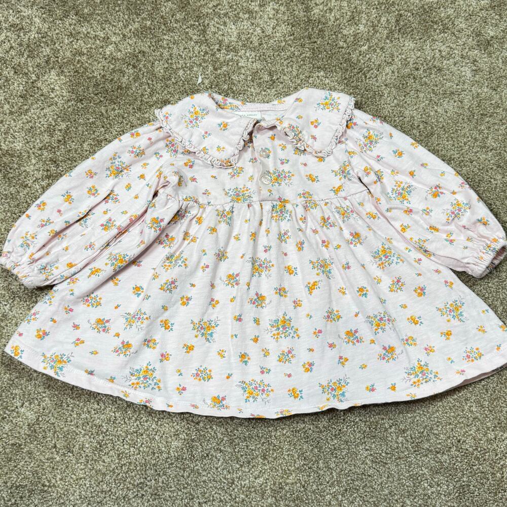 Laura Ashley Girls Toddler Baby Dress Floral Peter Pan Collar 100% Cotton 24 mos